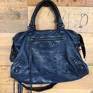 BALENCIAGA Medium Navy Motorcycle Handbag excellent condition